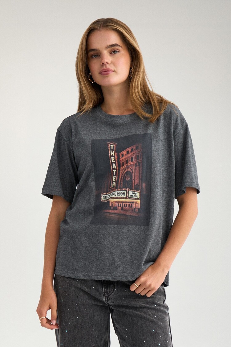 Nümph NUCUDA OVERSIZE T-SHIRT Dark Grey Melange