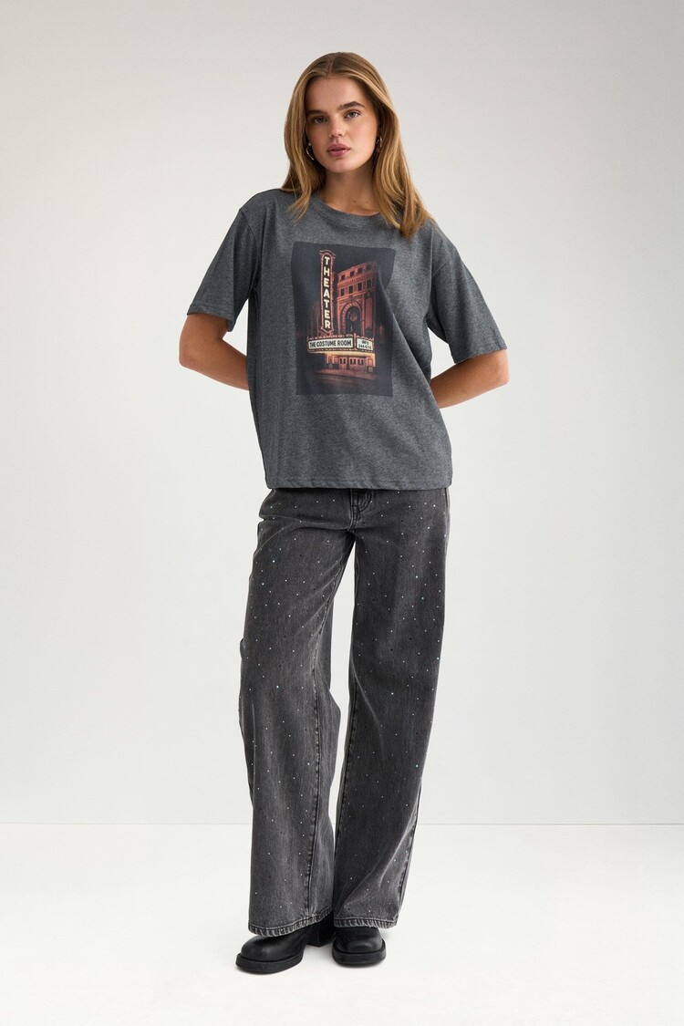 Nümph NUCUDA OVERSIZE T-SHIRT Dark Grey Melange