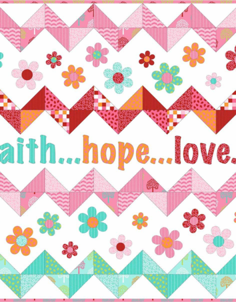 Kids Quilts Faith, Hope , Love chevron -  Girls Bed Quilt Patroon