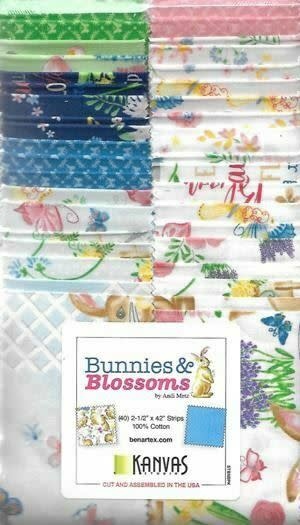 Benartex Bunnies & Blossoms Strip-Pies