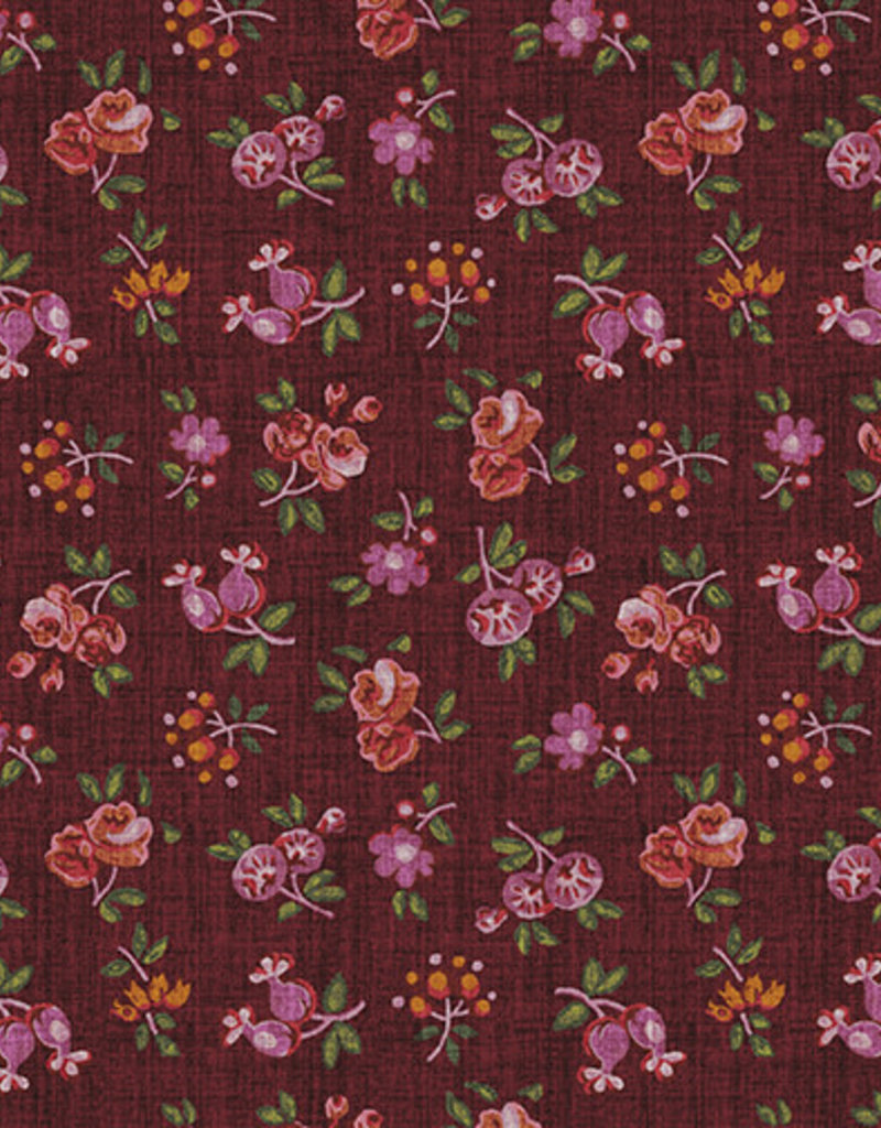 Benartex English Autumn - Tossed Tiny Floral Merlot - 0944687