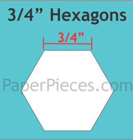 Paper Pieces 3/4" Hexagons - small pack - 125 pieces
