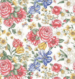 qbfabrics Nina, Garden Bouquet White - 52862-1 (van de rol - per 10cm)