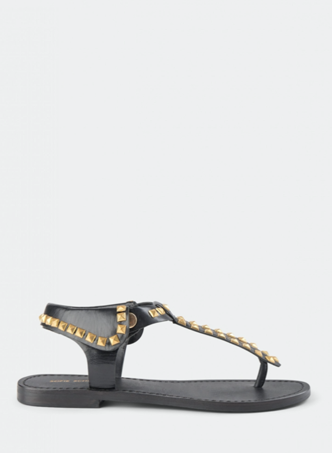 Sandals black / gold studs SS