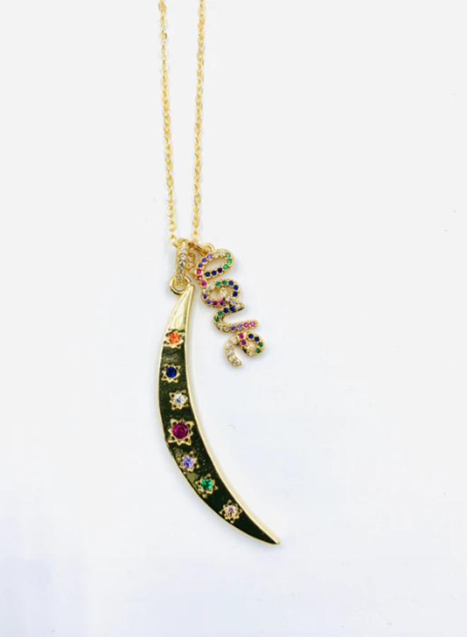 Fine necklace multicolor moon