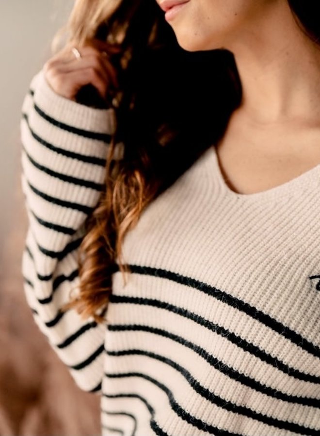 Pullover Knit Amour Beige/Stripes