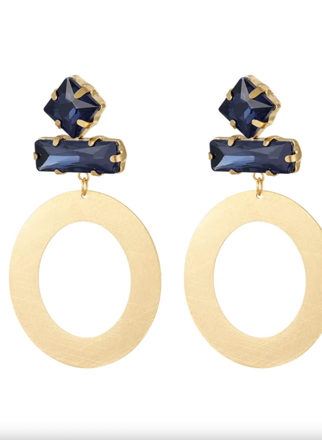 Big earrings blue/gold