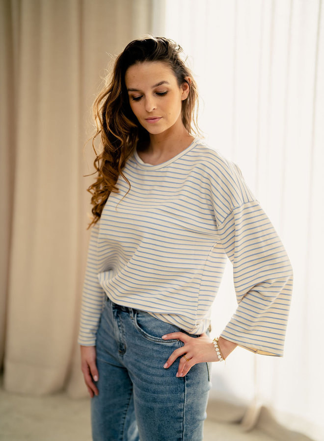 Shirt Layla stripes white/blue O-neck