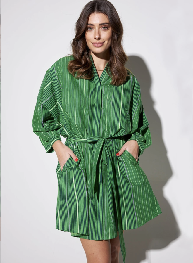 Felice dress blue/green stripes