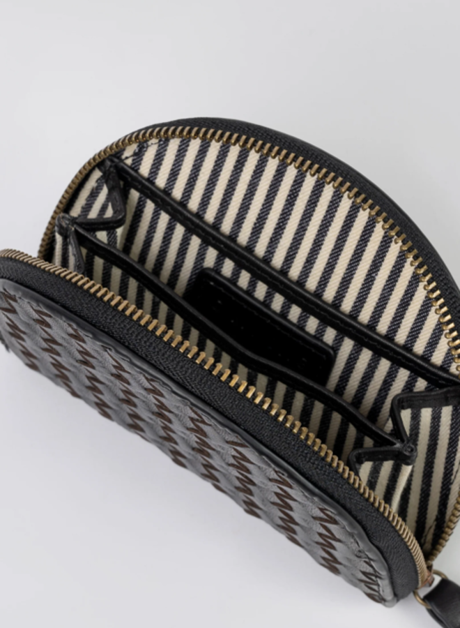 Laura coin purse black woven classic leather