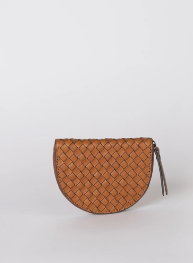 Laura coin purse cognac woven classic leather