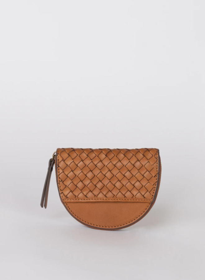 Laura coin purse cognac woven classic leather