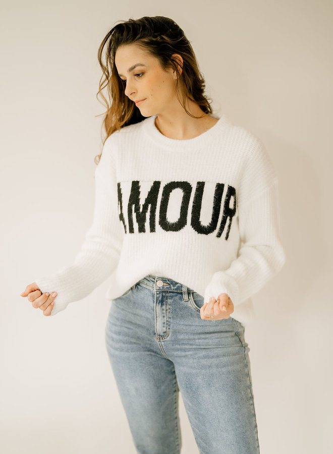Pullover Knit Amour White/Black