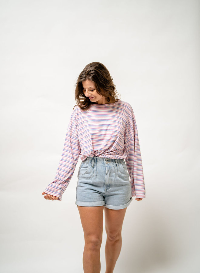 T-shirt stripes pink/blue