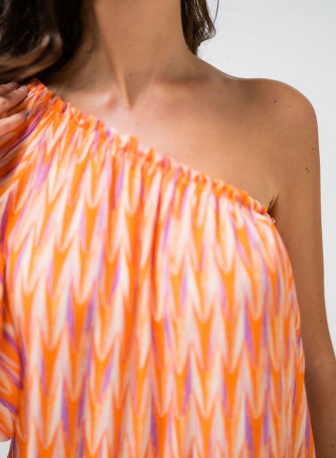Murton one shoulder dress Arancione/purple