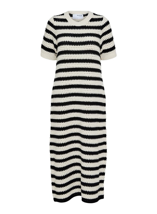 Alby long knit dress Birch/Black