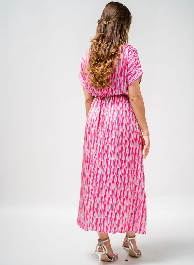 Belford long dress fuxia/blue