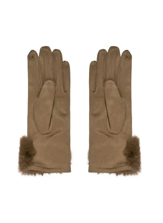 Gloves Suede Faux Fur Camel