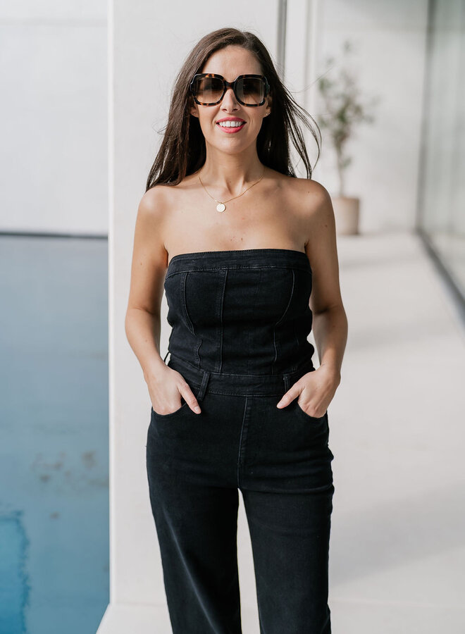 Jumpsuit Strapless Denim / Black