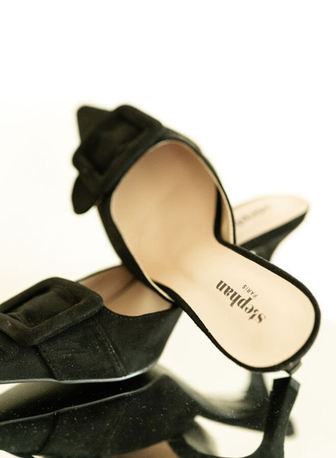 Slingback Buckled Heels Black