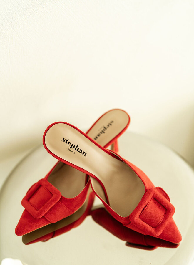 Slingback Buckled Heels Red