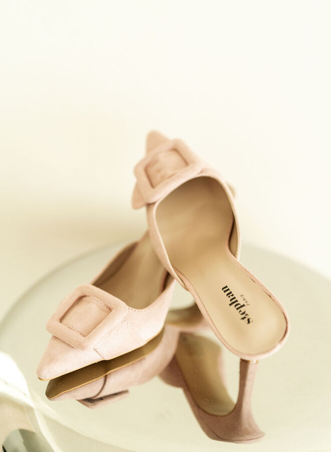 Slingback Buckled Heels Pink