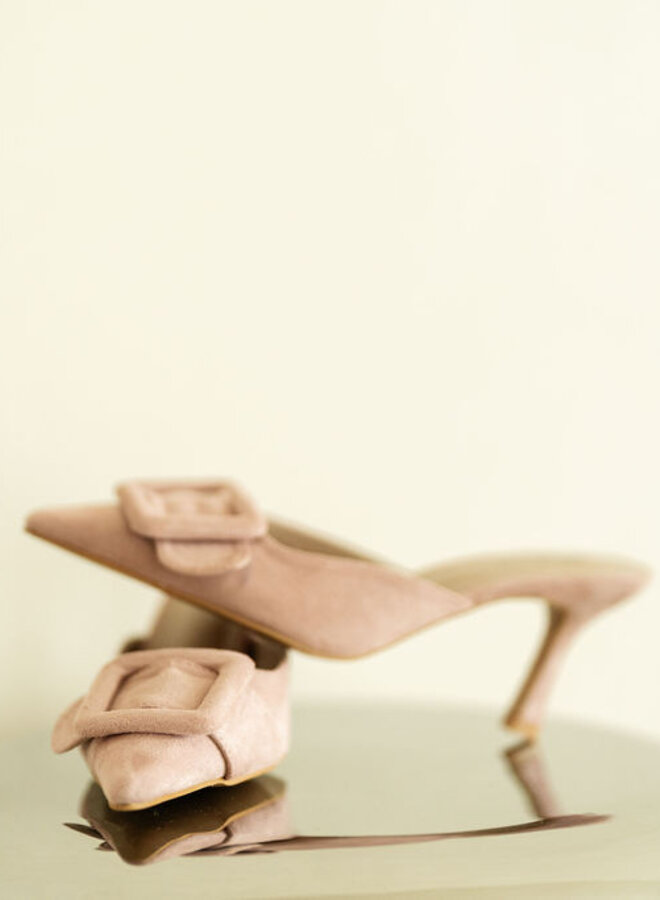 Slingback Buckled Heels Pink