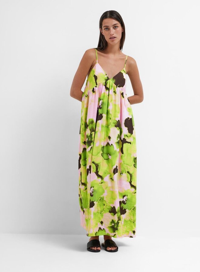 Helinda AOP Ankle Strap Dress / Lime Green