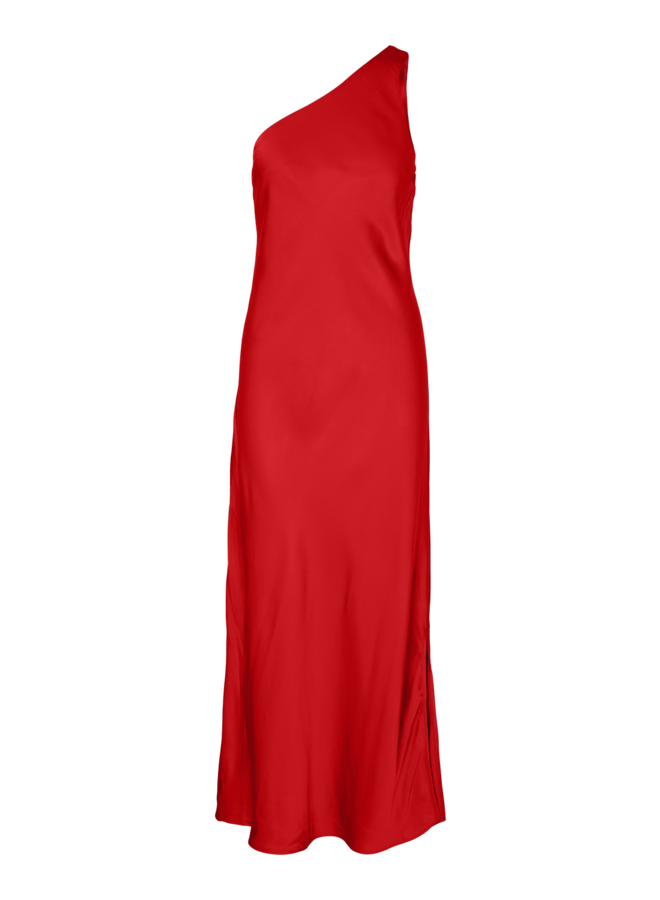 Maya One Shoulder Midi Dress / Flame Scarlet