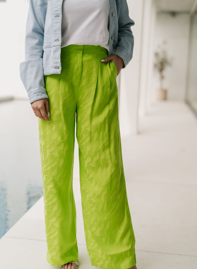 Constanza HW Straight Cupro Pant / Lime Green