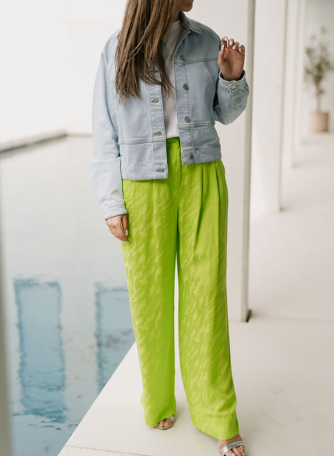 Constanza HW Straight Cupro Pant / Lime Green