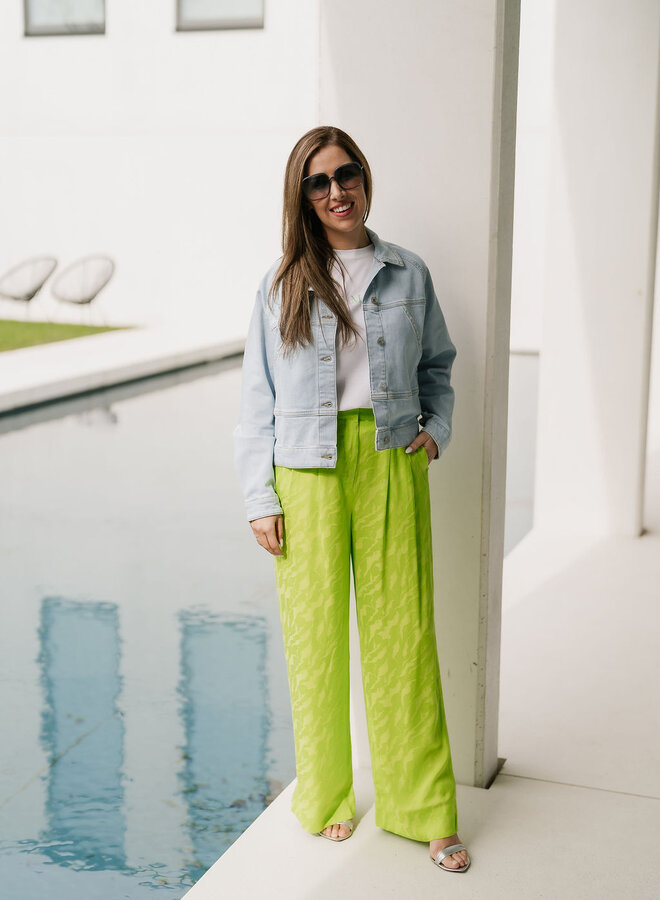 Constanza HW Straight Cupro Pant / Lime Green