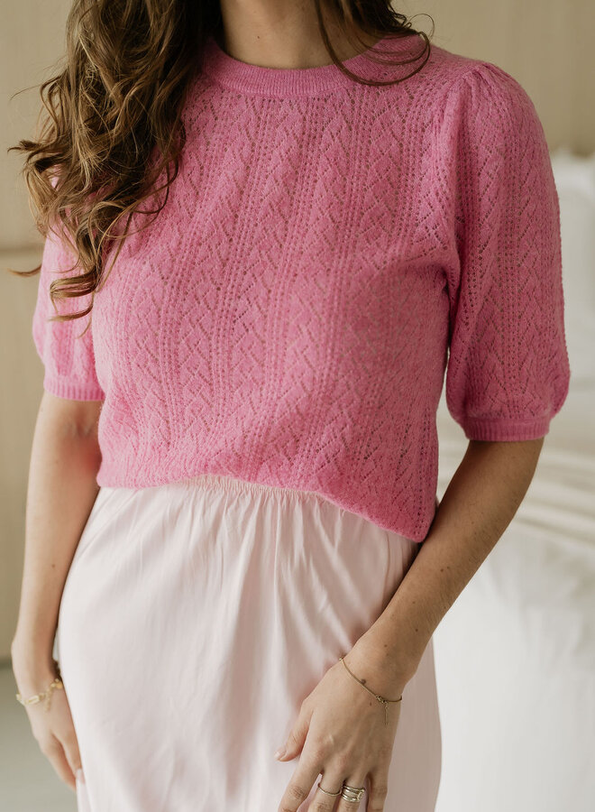 Magde 2/4 Knit O-Neck / Phlox Pink