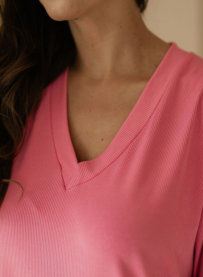 NAO/ T-Shirt Dress Rib SS / Pink