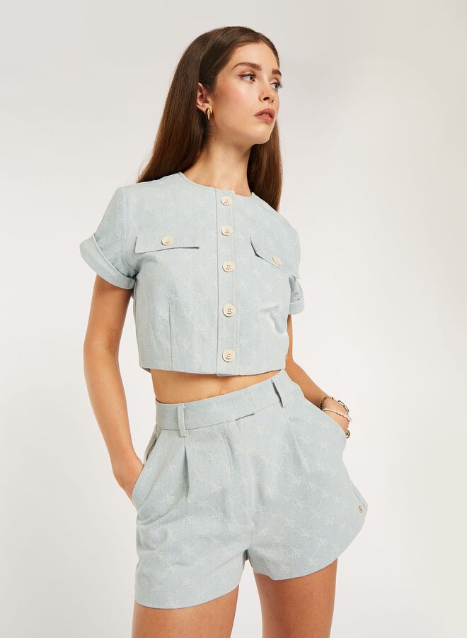 JV/LIVIA High Rise Regular Fit Shorts/ Light Blue Denim