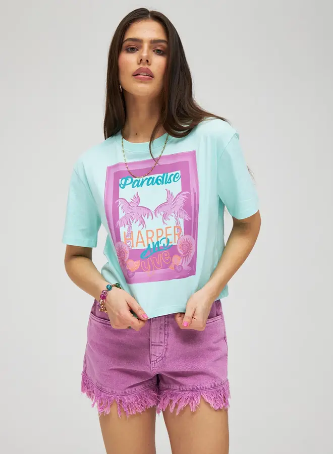 Cropped Paradise Shirt Harper & Yve / Aqua Blue