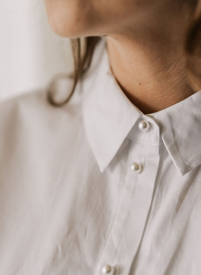 Agnese 2/4 Cropped Pearl Shirt / Bright White