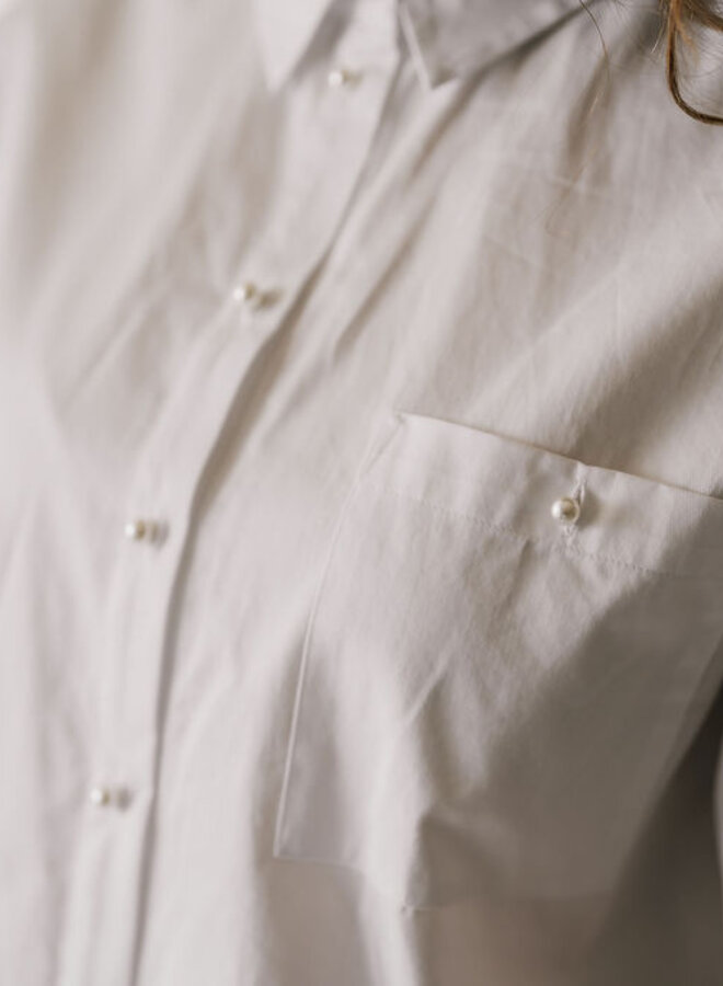 Agnese 2/4 Cropped Pearl Shirt / Bright White