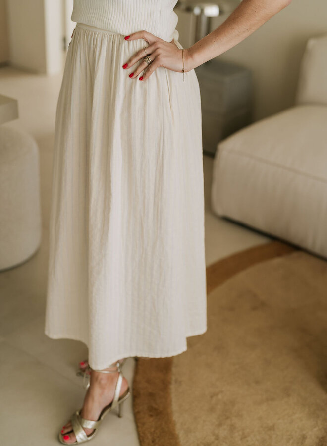 Malinda HW Striped Long Skirt / Sandshell