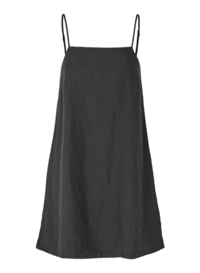 Linen Short Strap Dress Linnie Black