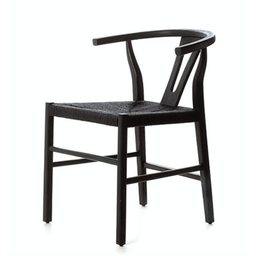 Dareels Silla de comedor ROB - teca y cuerda - Negro - Dareels