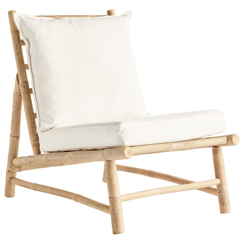 TinekHome Silla de bambú al aire libre - Natural / Blanco - W55x87xh45/80cm