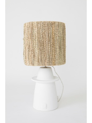 Ceramic lamp with palm twine, large size 40x20x80