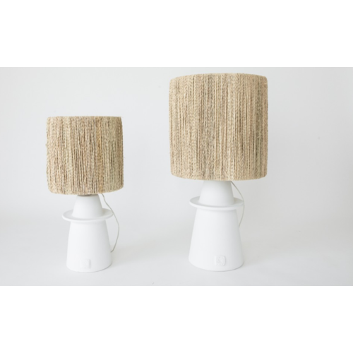 N ° 1 Ceramic Lamp large size,Palm twine and white ceramic base