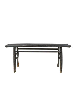 Pieza unica Mesa consola de madera negra 188x44x80