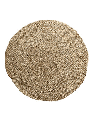 Hand braided carpet in natural jute 180cm