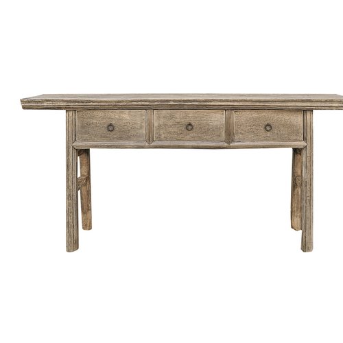 Elm wood console with drawers