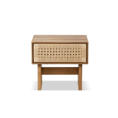 Dareels Bedside table in natural recycled teak wood and rope 50 x 40 cm