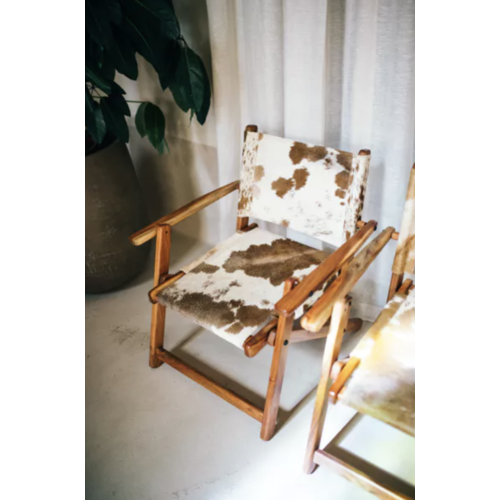 Pomax Armchair 'Benissa' - Cowhide / acacia wood