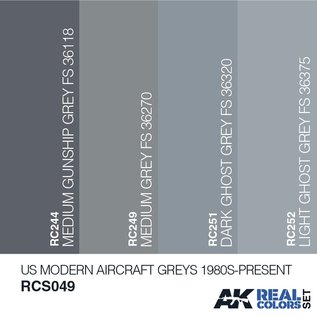 AK Interactive Real Color Set - US Modern Aircraft Greys 1980S-Present